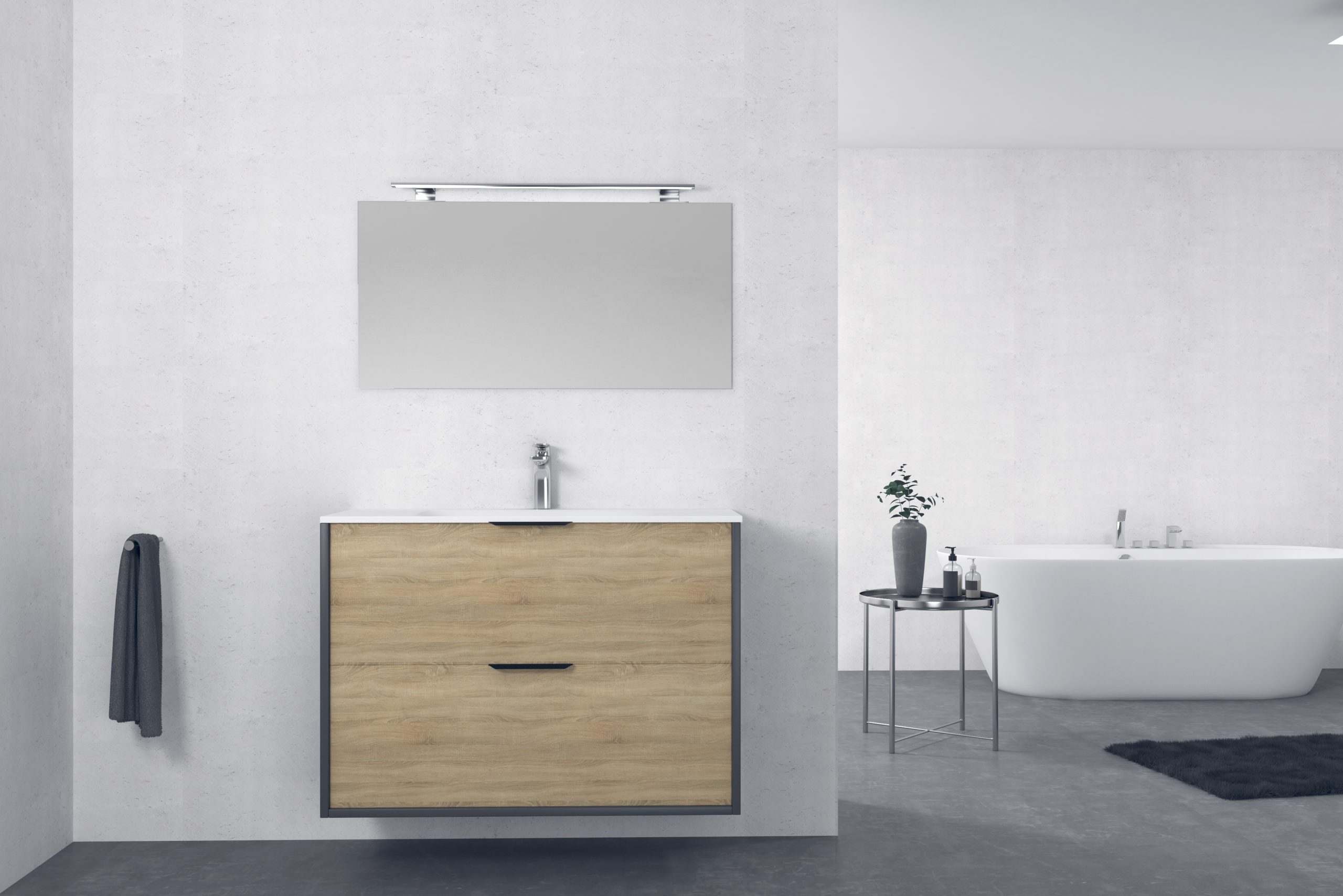 PACK LINEA deux tiroirs + vasque LINEA + miroir + applique LED