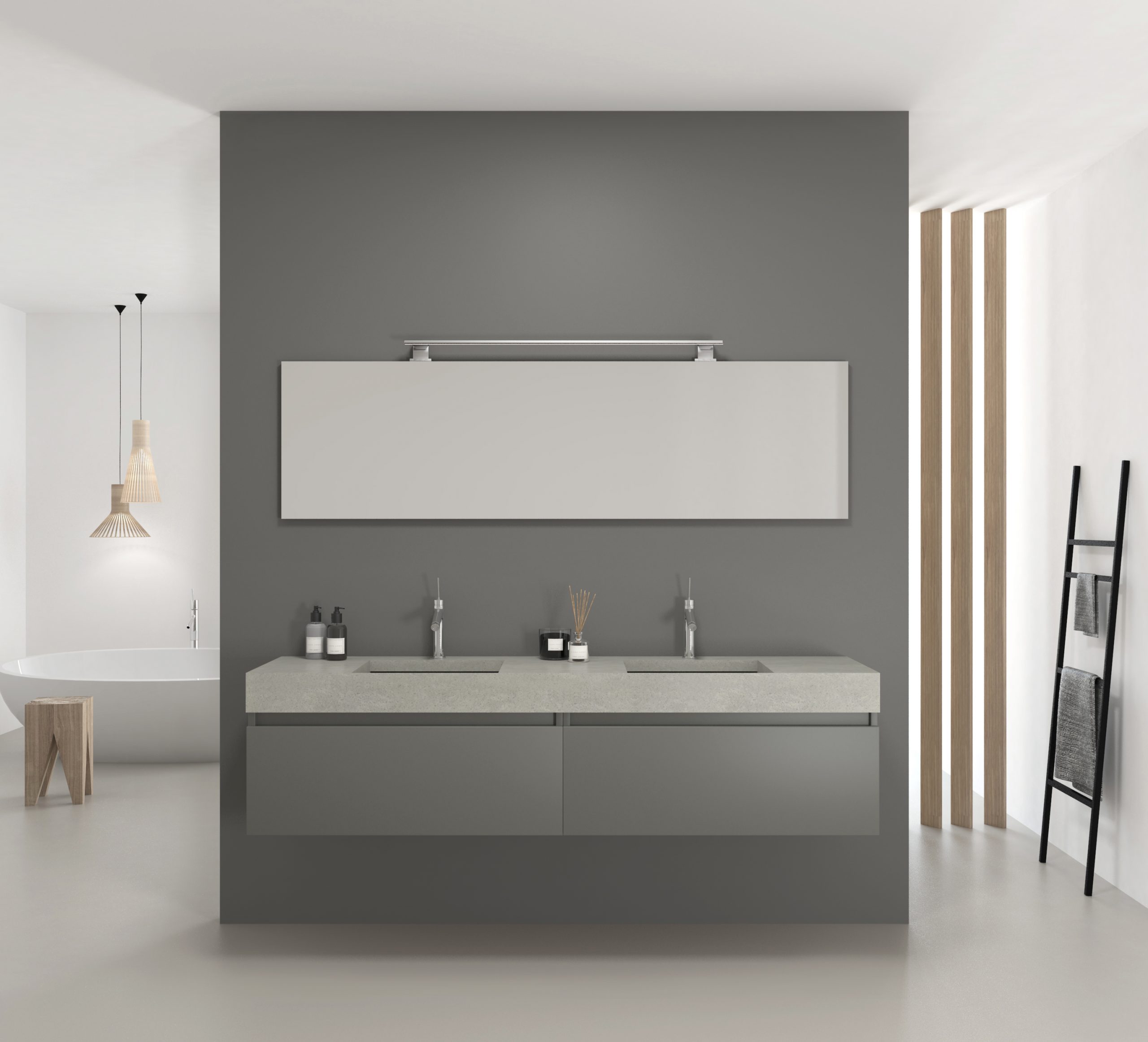 Pack URANO COMPACTO + lavabo mármol compacto + espejo + foco LED