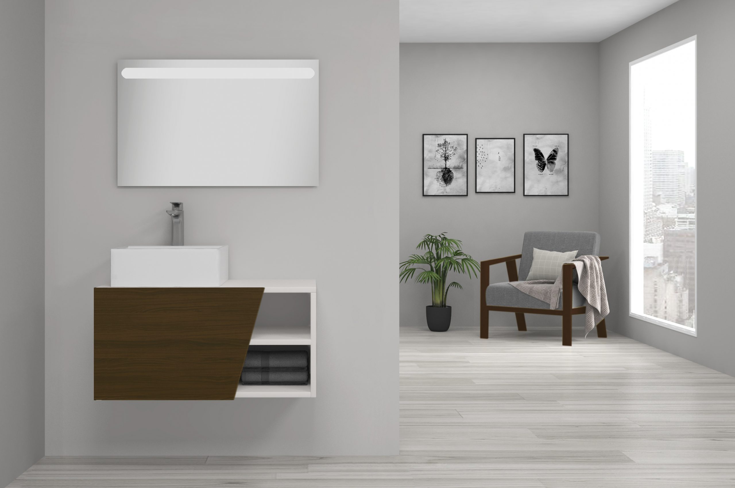 Pack CANNES + lavabo + espejo LED