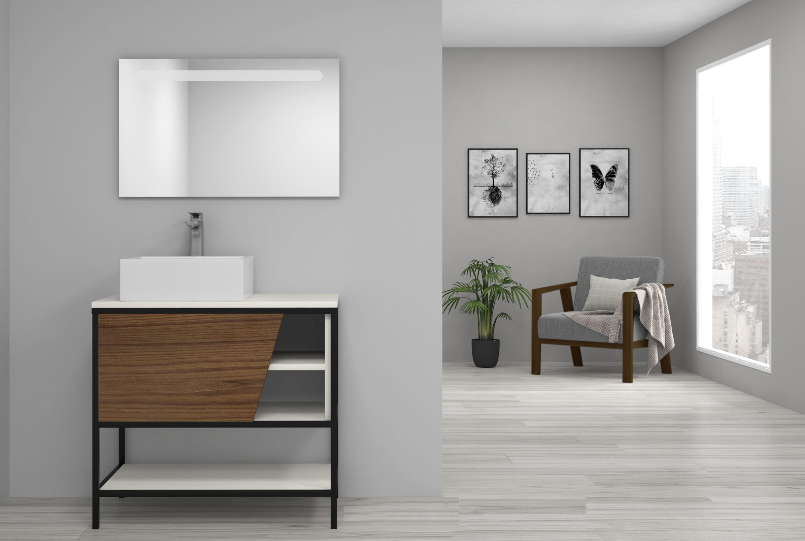 Pack METAL CANNES + lavabo + espejo LED (copia)