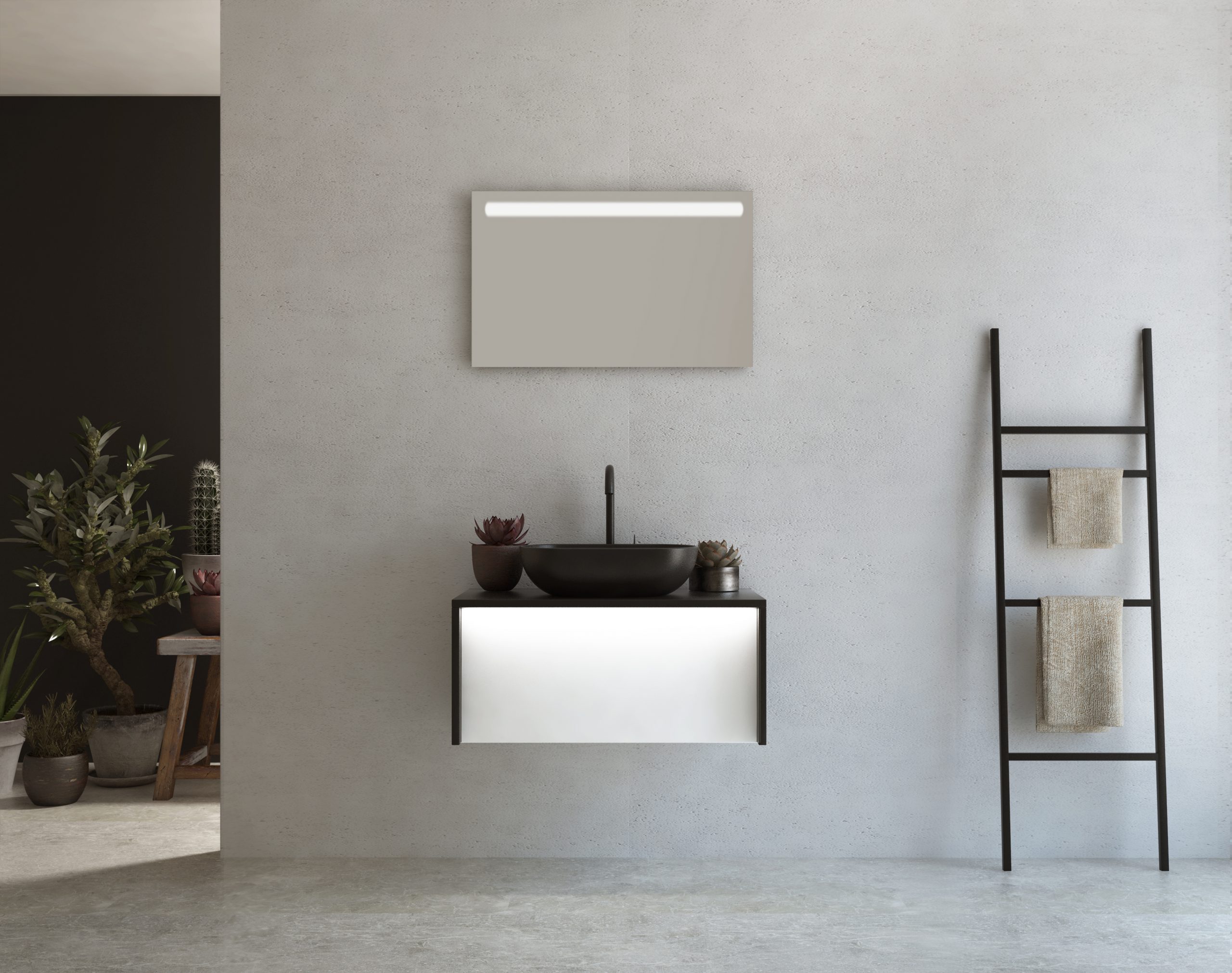 Pack CARCASSONNE noir + lavabo + miroir LED