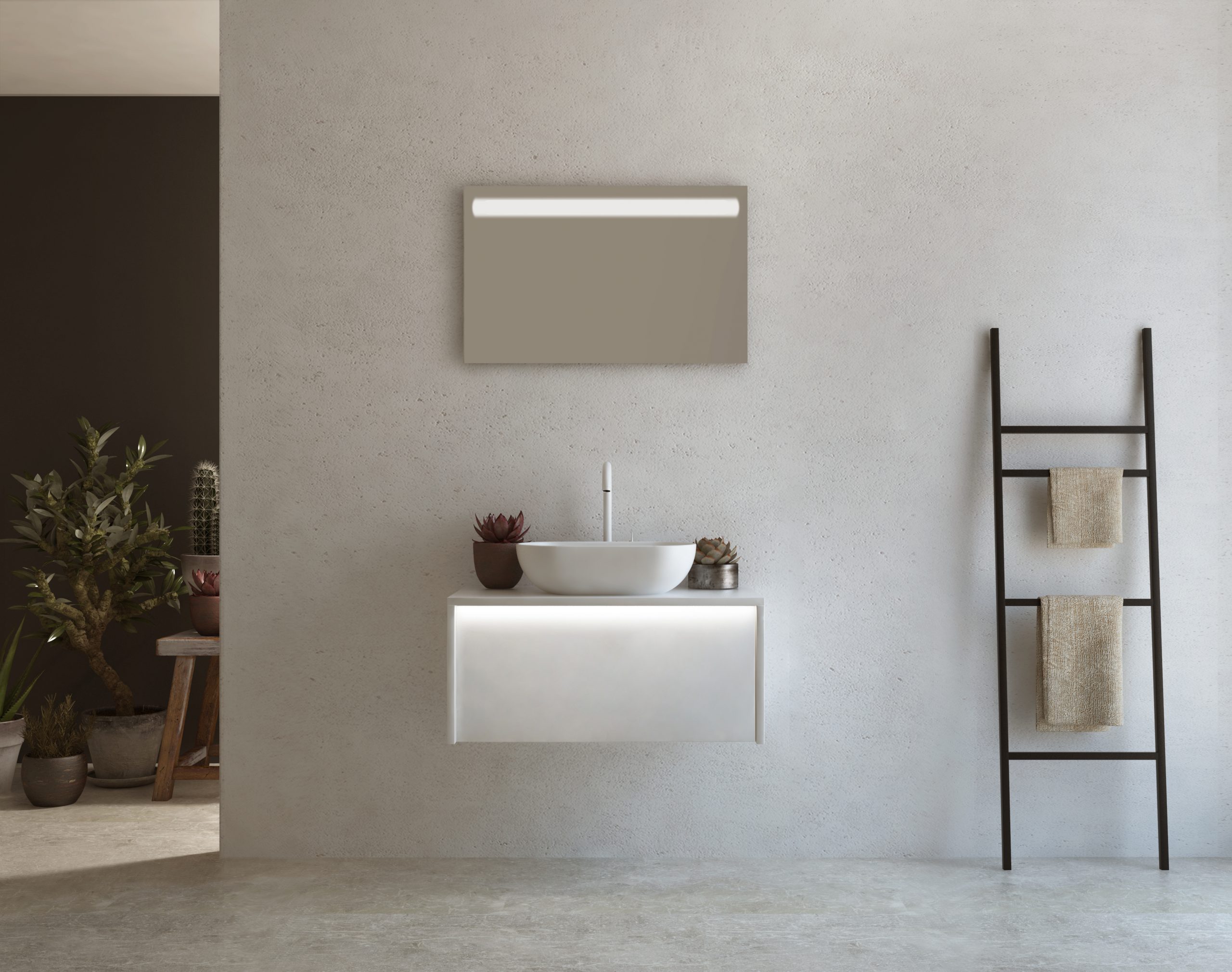 Pack CARCASSONNE blanc + lavabo + miroir LED