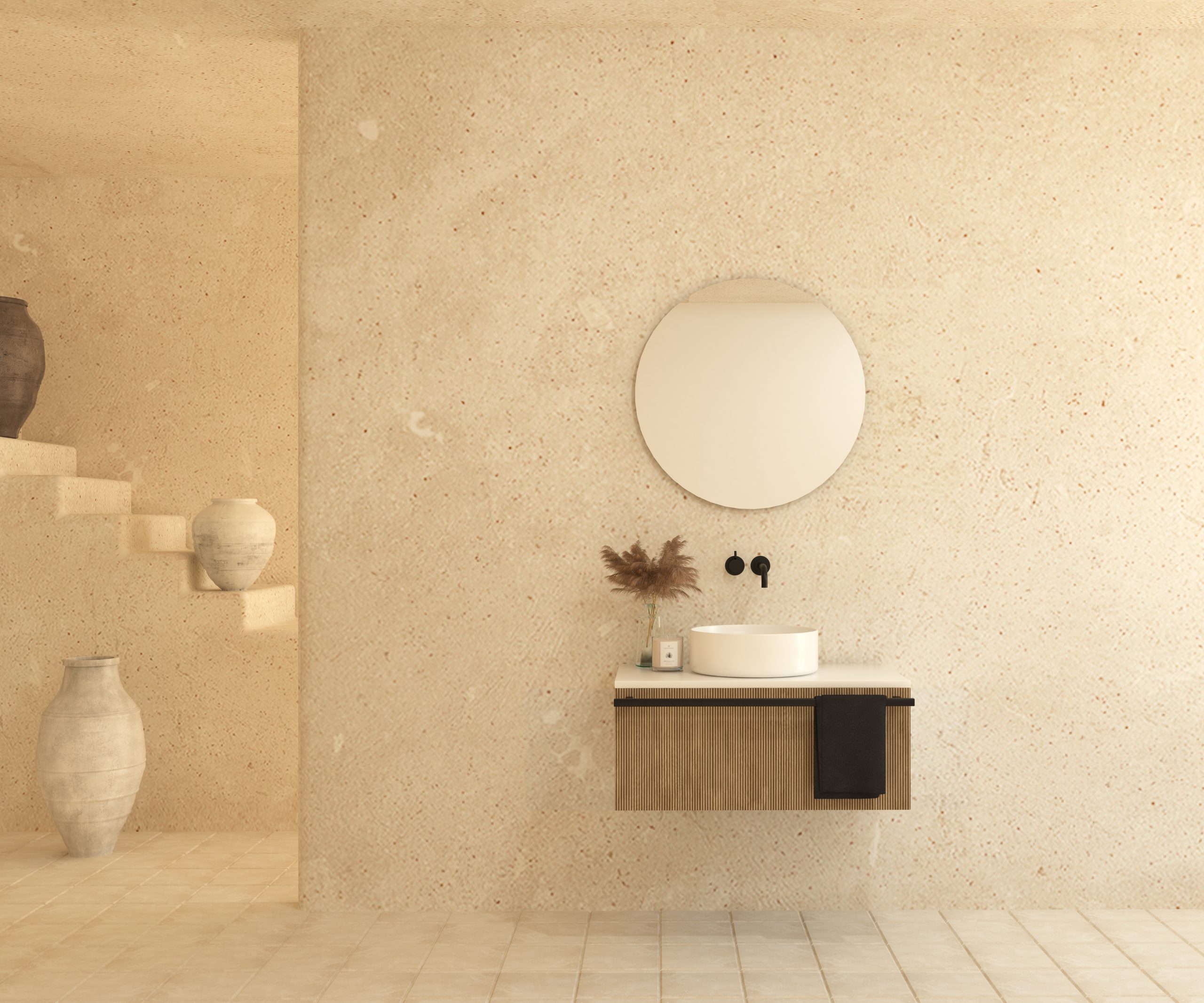 Pack ASPET + lavabo + miroir circulaire