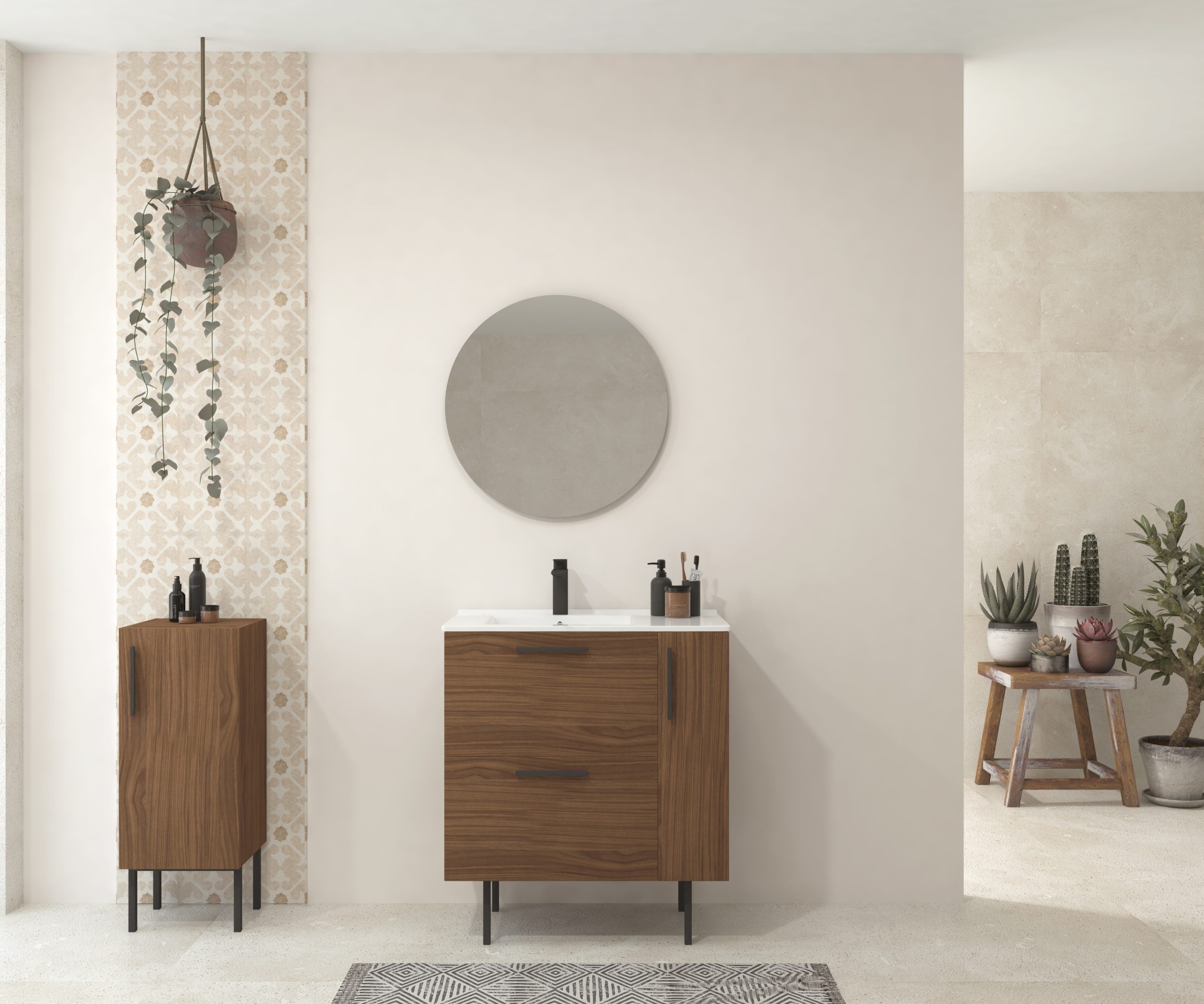 Pack COMMELLES + lavabo + miroir circulaire