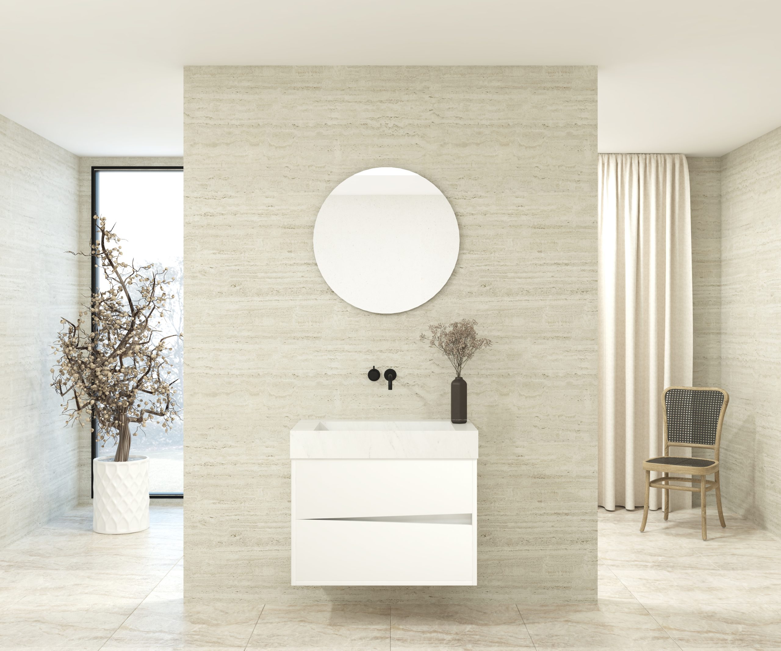 Pack DENAIN + lavabo Dekton + miroir circulaire