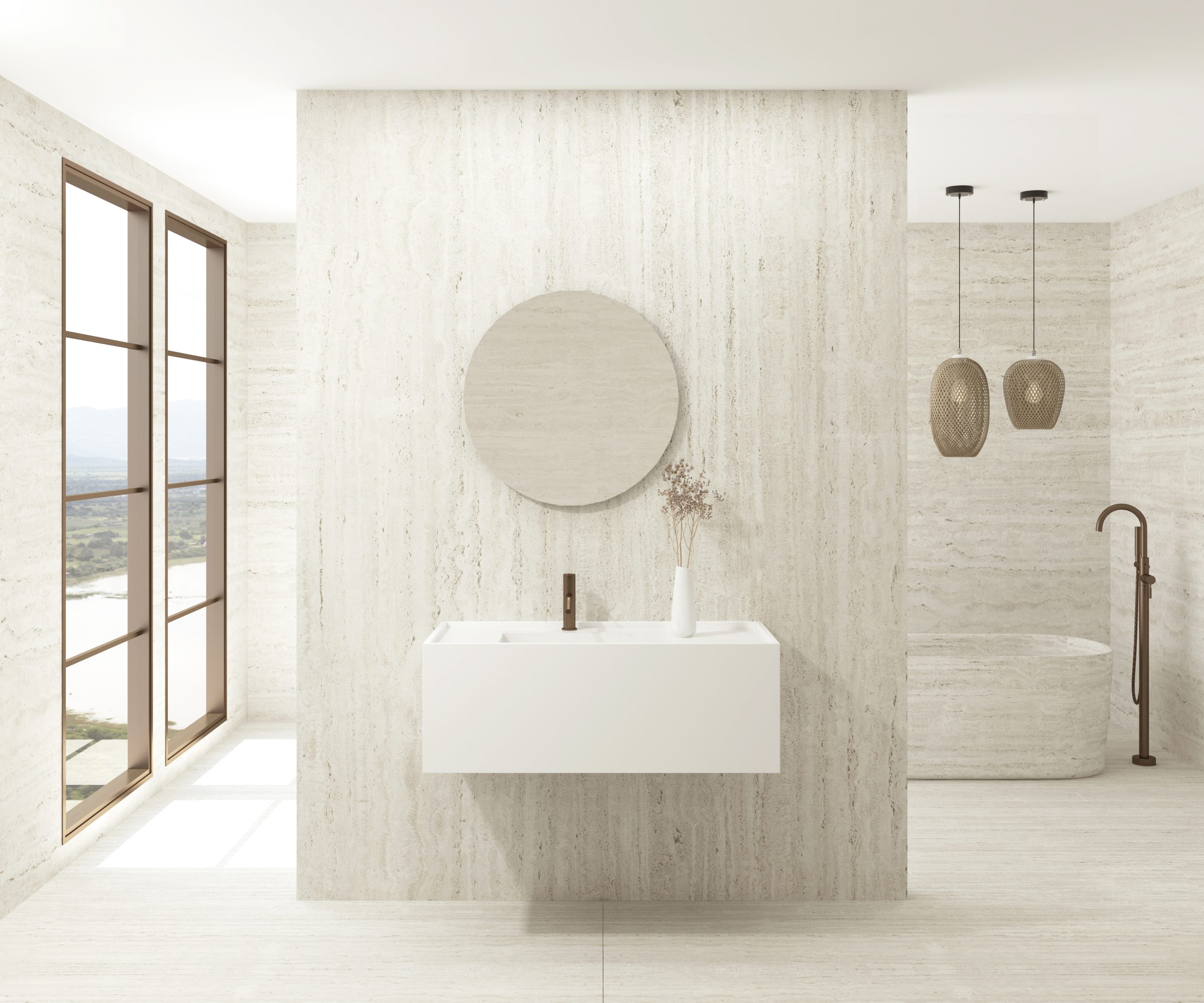 Pack GALIBIER + lavabo Dekton Marina + miroir circulaire