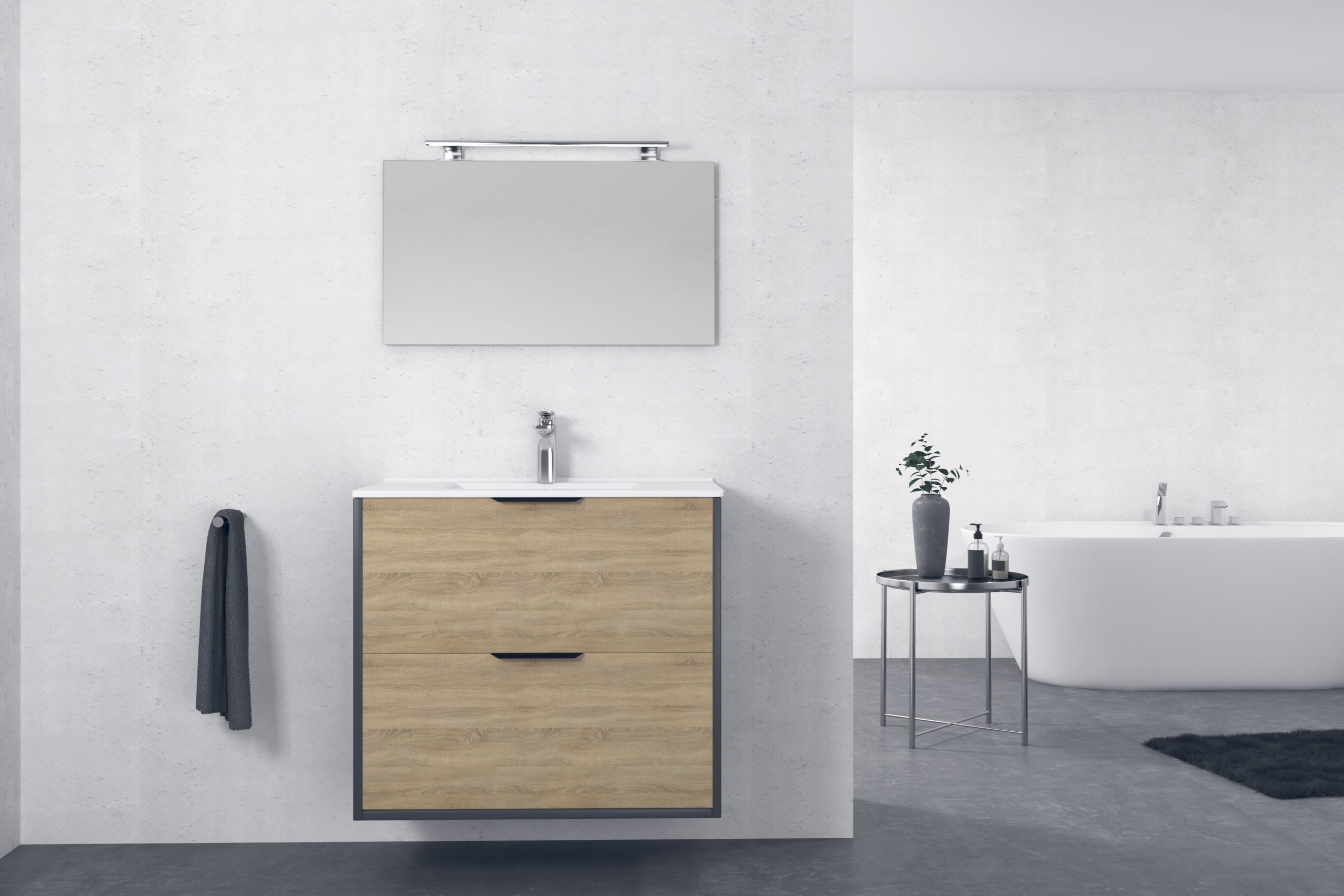 PACK LINEA deux tiroirs + lavabo LINEA + miroir + applique LED