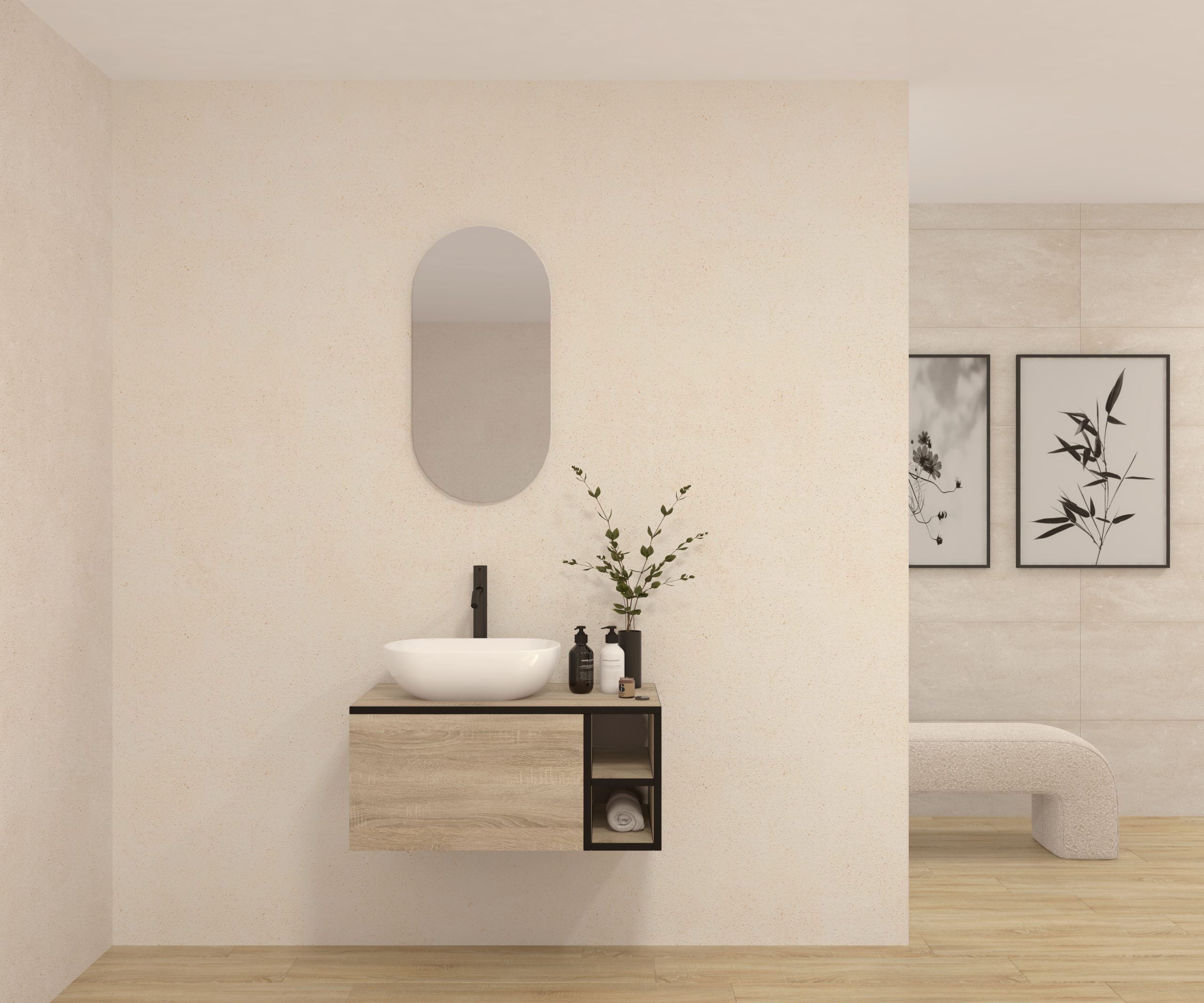 Pack BETTON + lavabo + miroir capsule