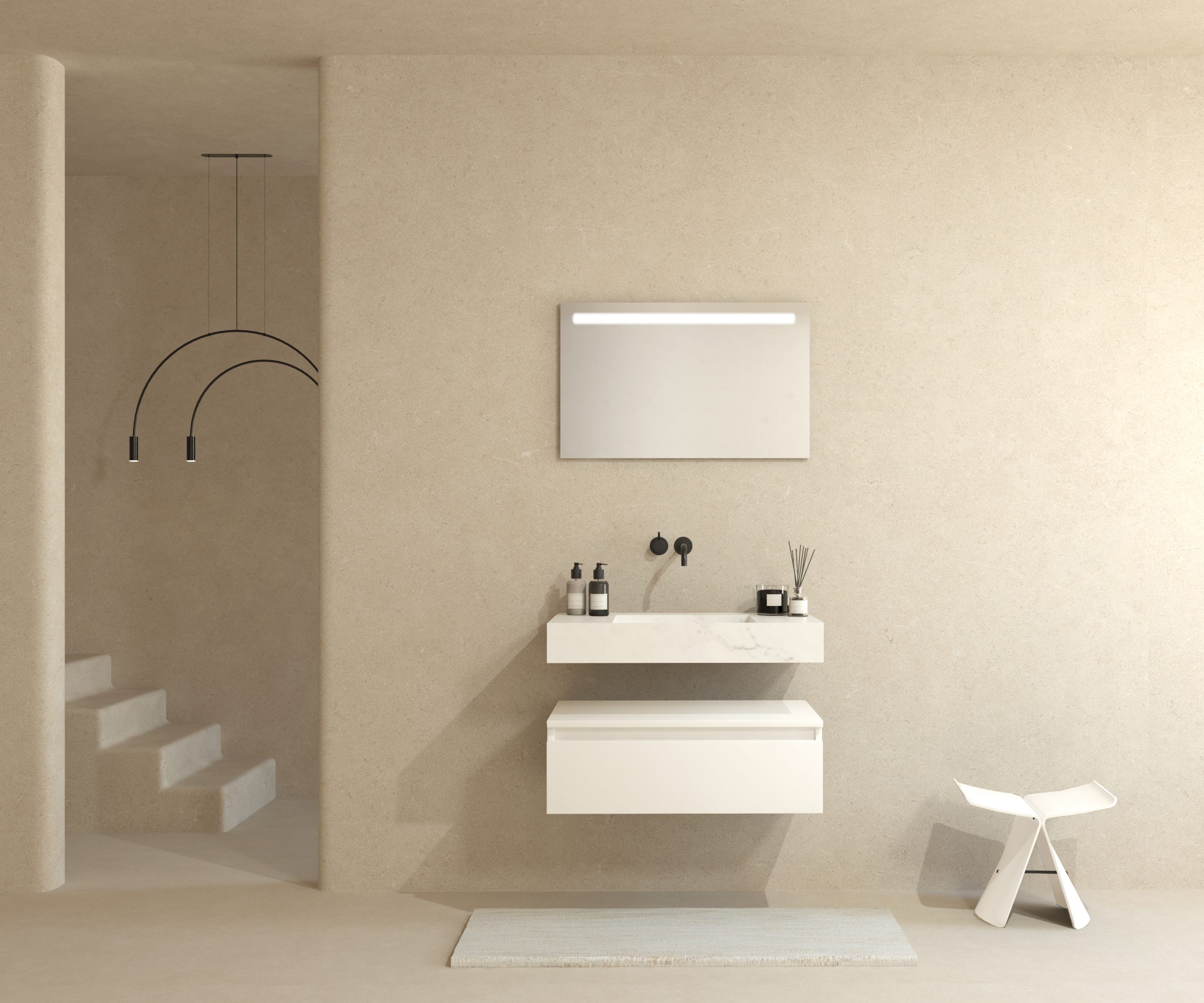 Pack CORSE + lavabo Dekton + miroir LED