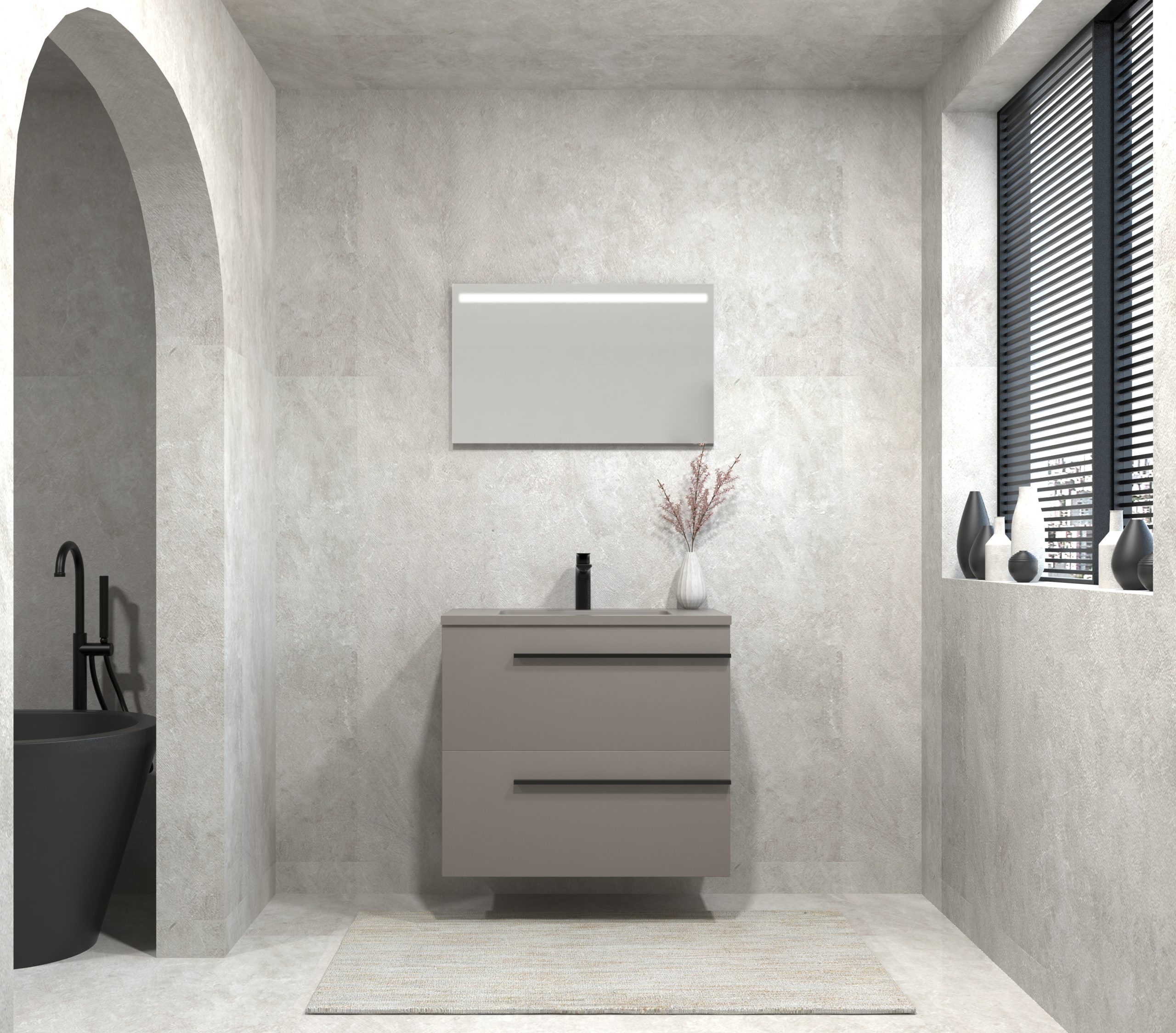 Pack DURANCE 2 tiroirs + lavabo + miroir LED