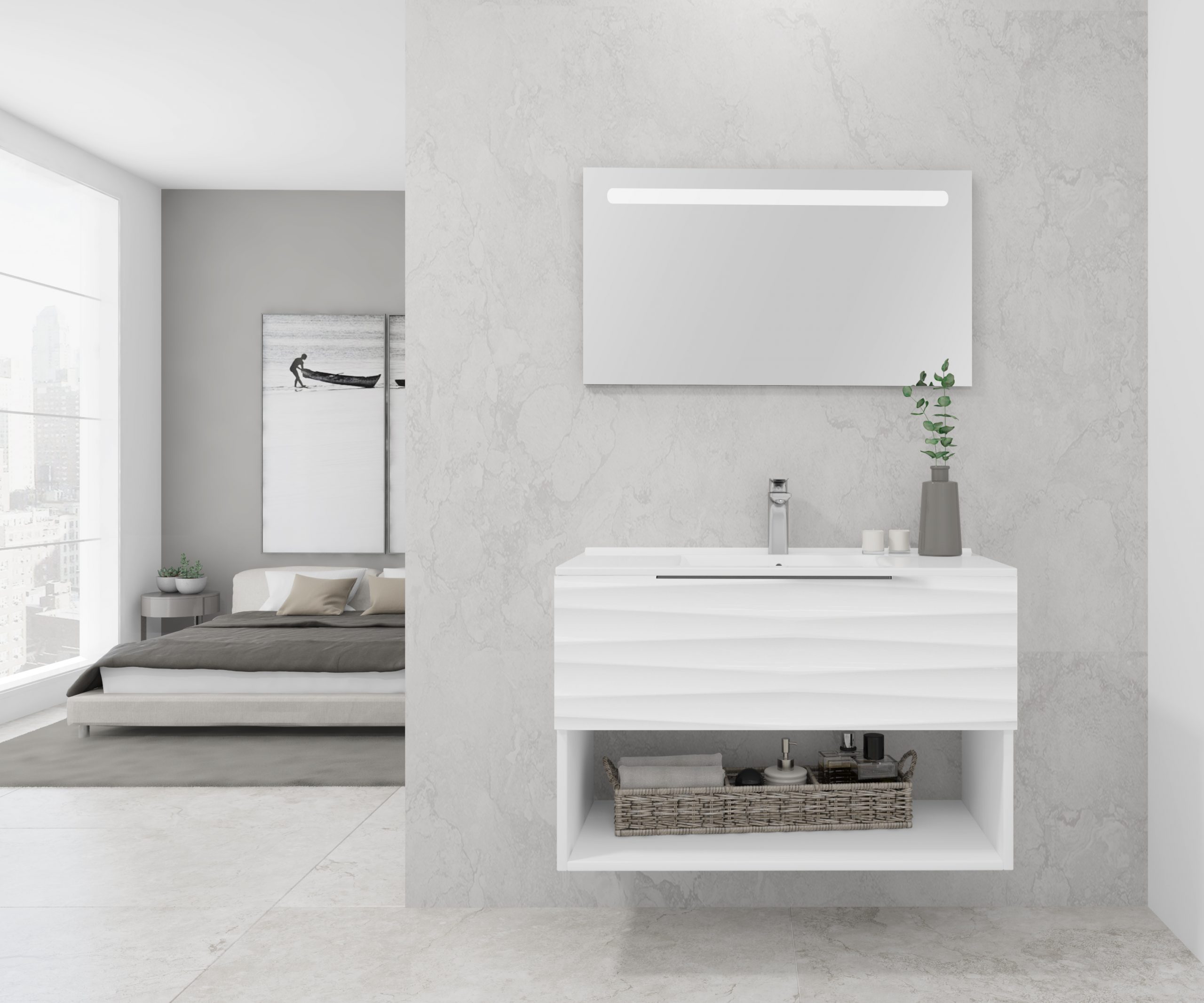 Pack FABULA cajón deco + lavabo + espejo LED