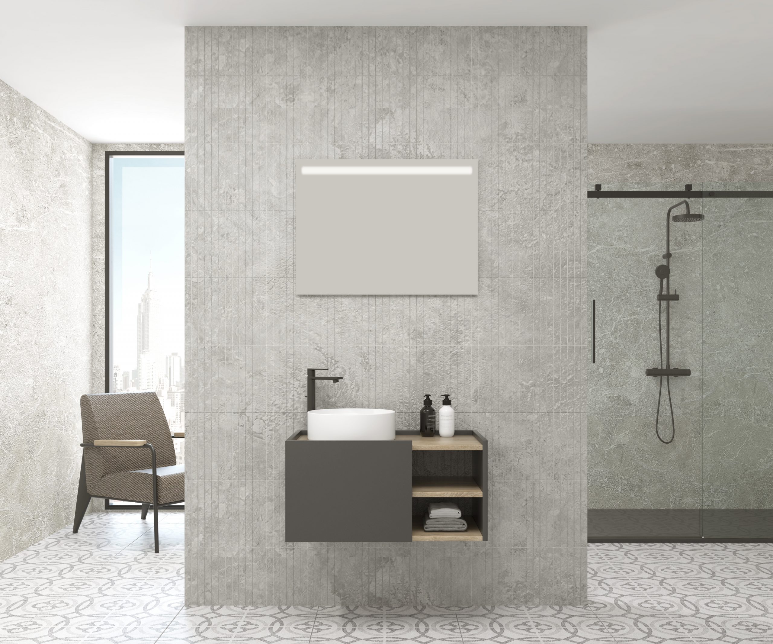 Pack RHÔNE + lavabo + miroir LED