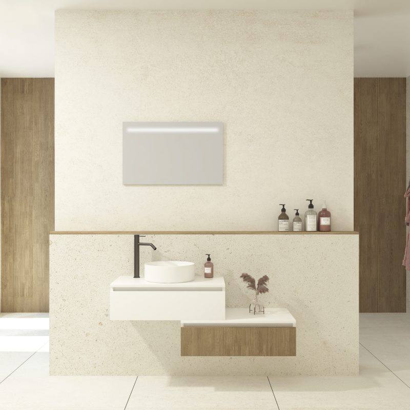 Ensemble TABOR + vasque + miroir LED