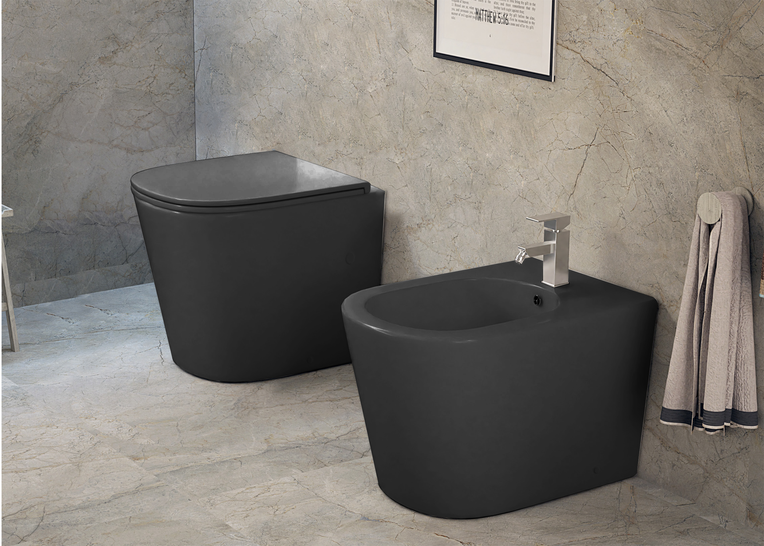 Inodoro Oleron suspendu noir mat