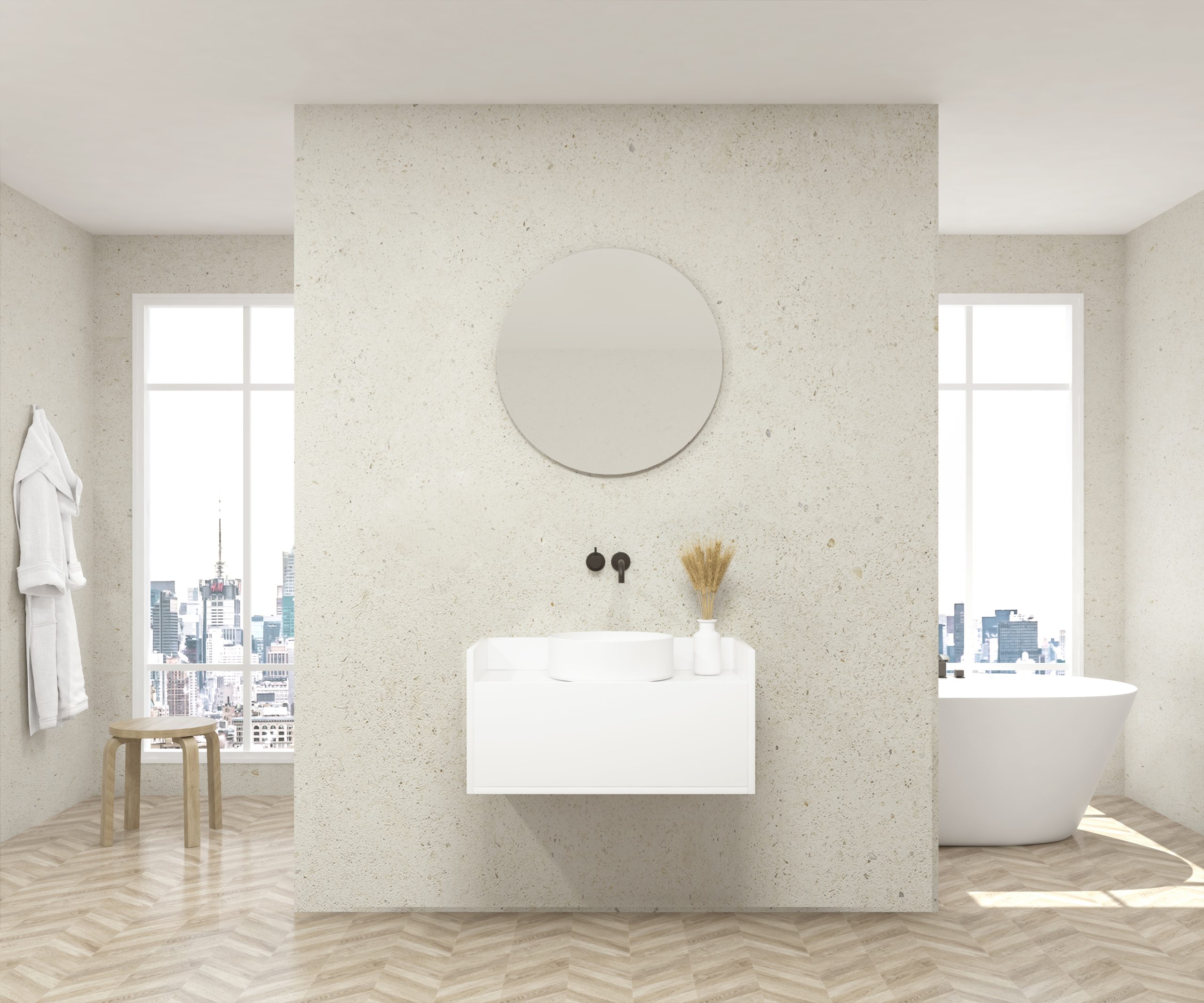Pack LAGRASSE + lavabo + miroir circulaire
