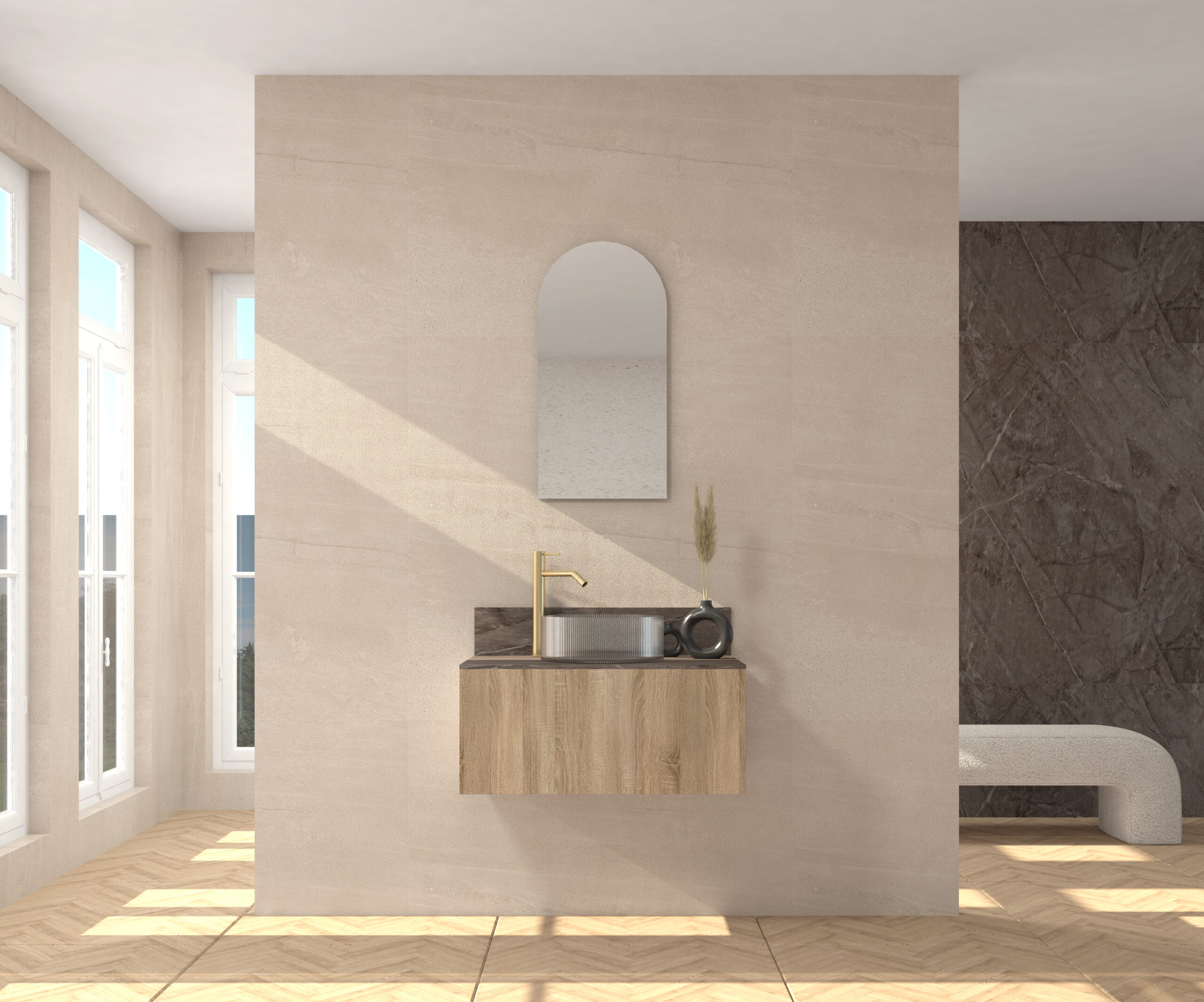 Pack LOUET + plan de travail Dekton + lavabo + miroir Alma