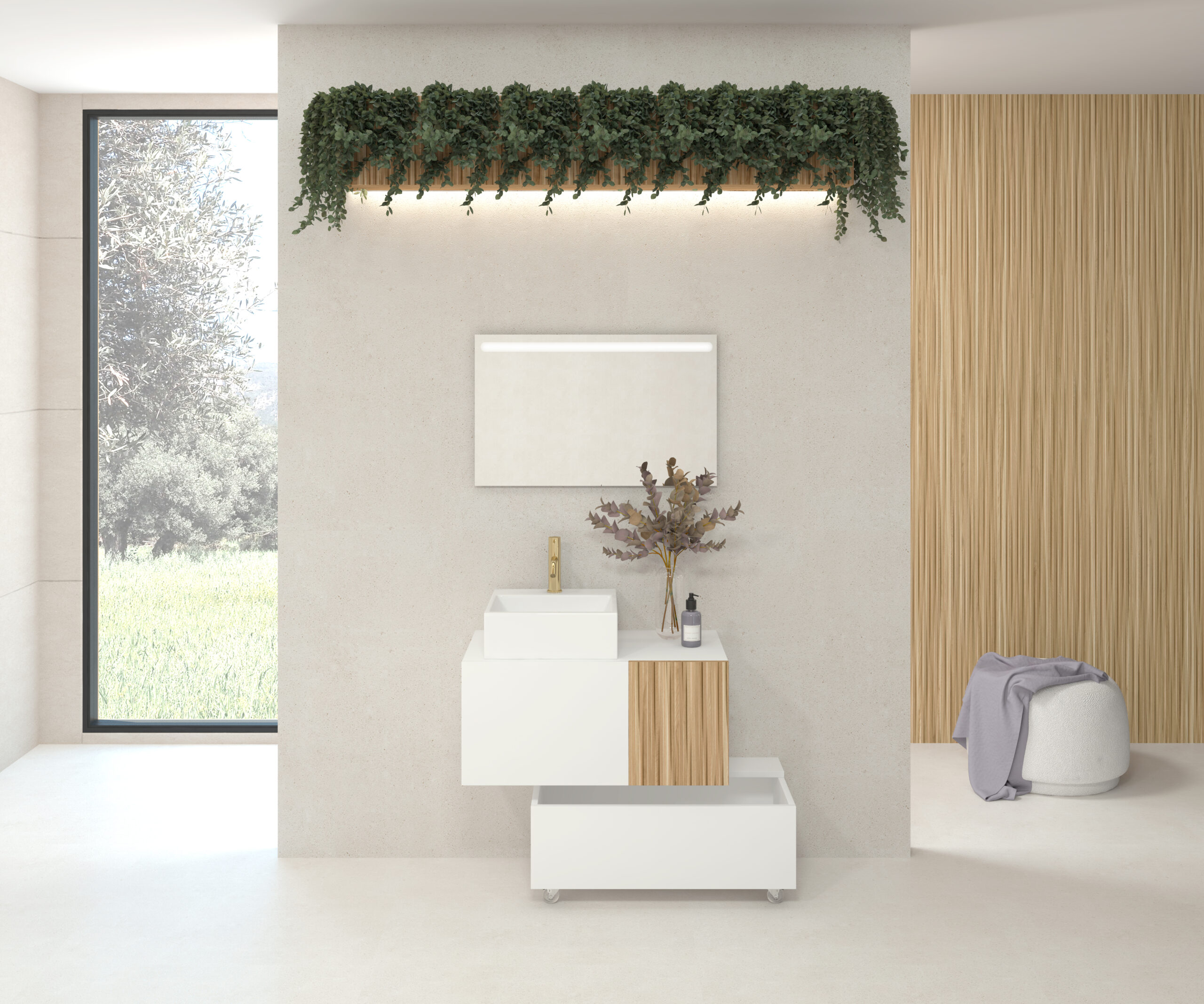 Pack SEZANNE + lavabo + miroir LED + meuble d'appoint