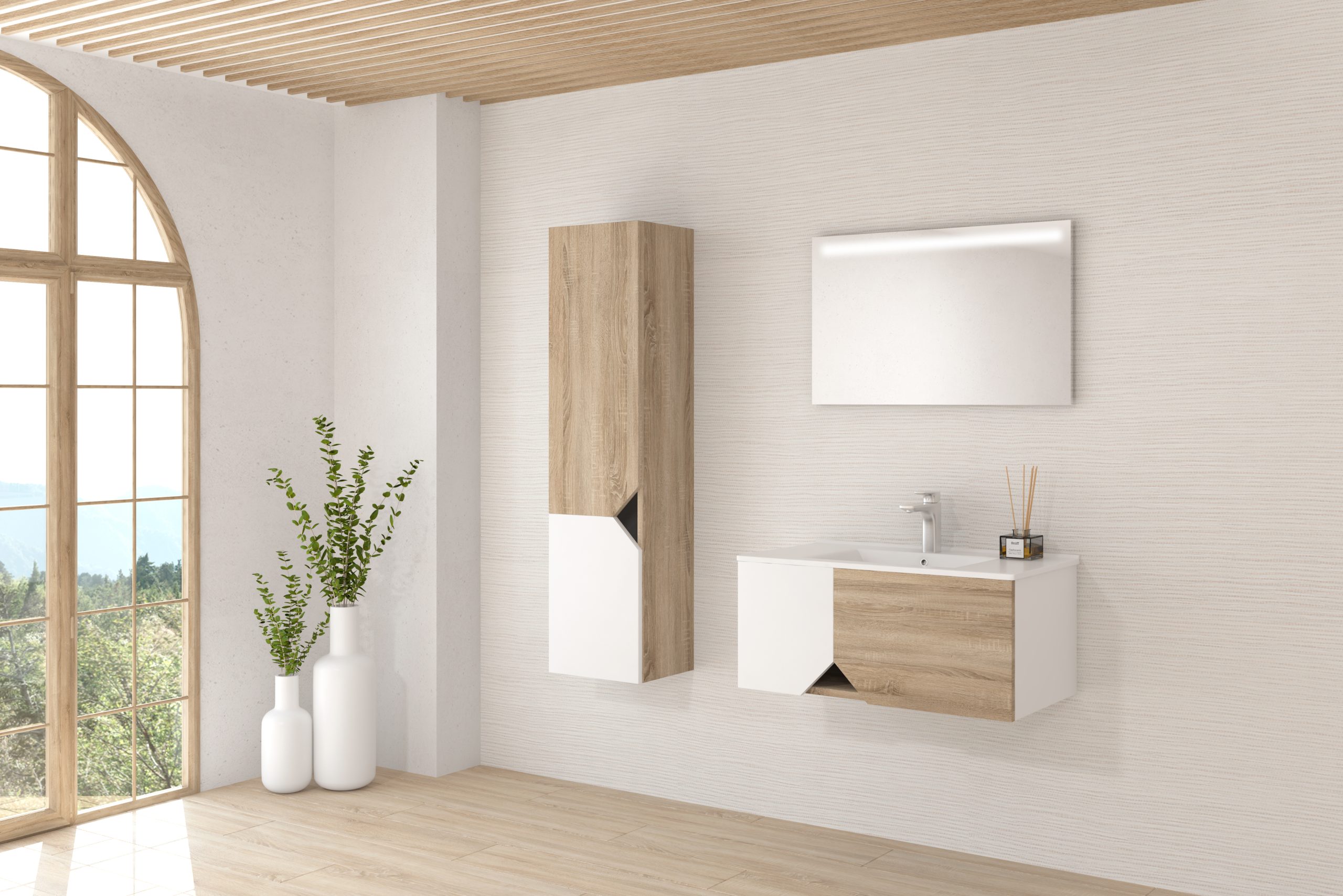 Pack MONTCLUS + lavabo + miroir LED