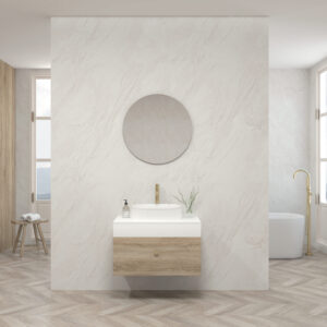 Pack AQUITAINE + lavabo estriado + espejo circular
