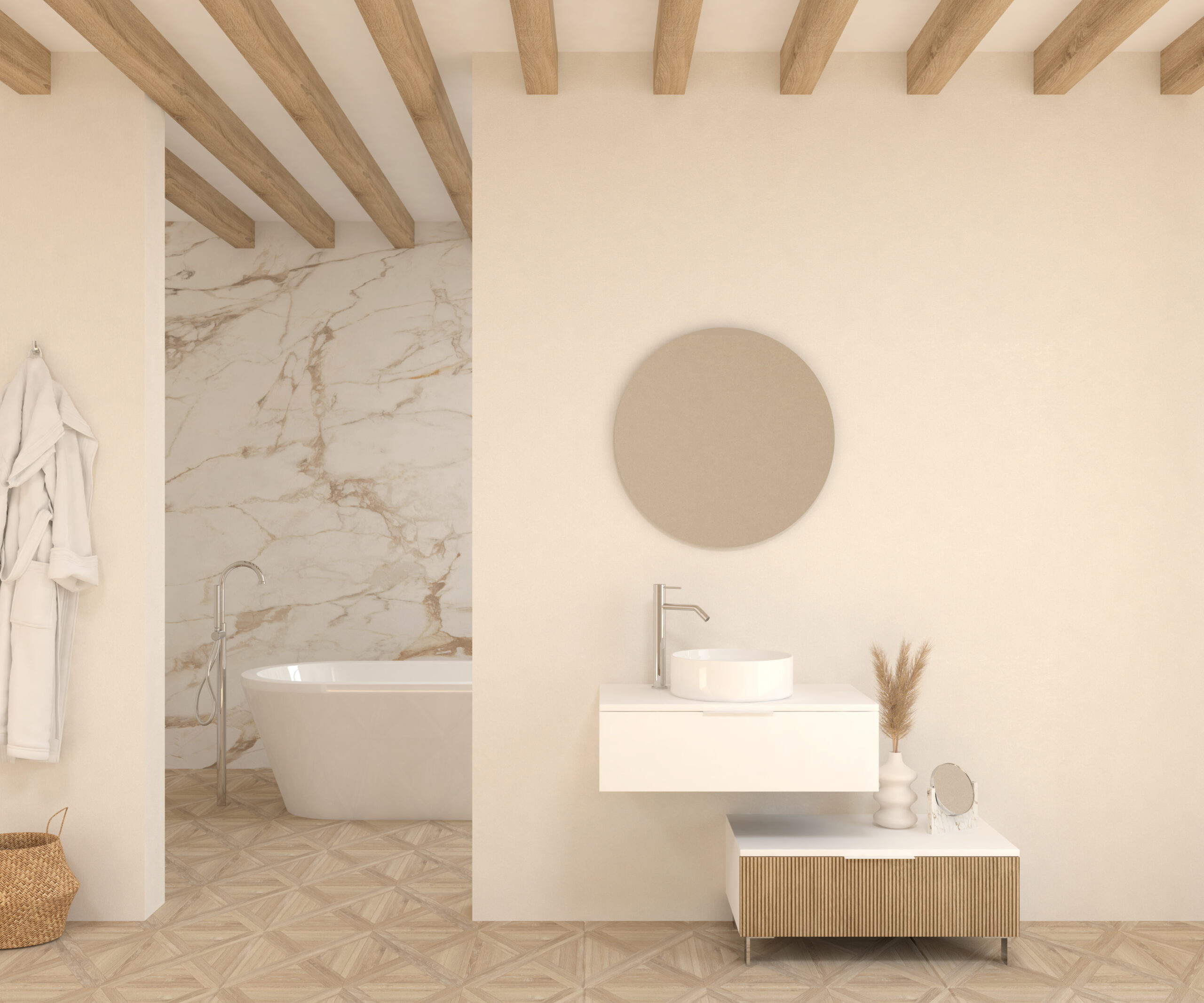 Pack CANTAL + lavabo + espejo circular