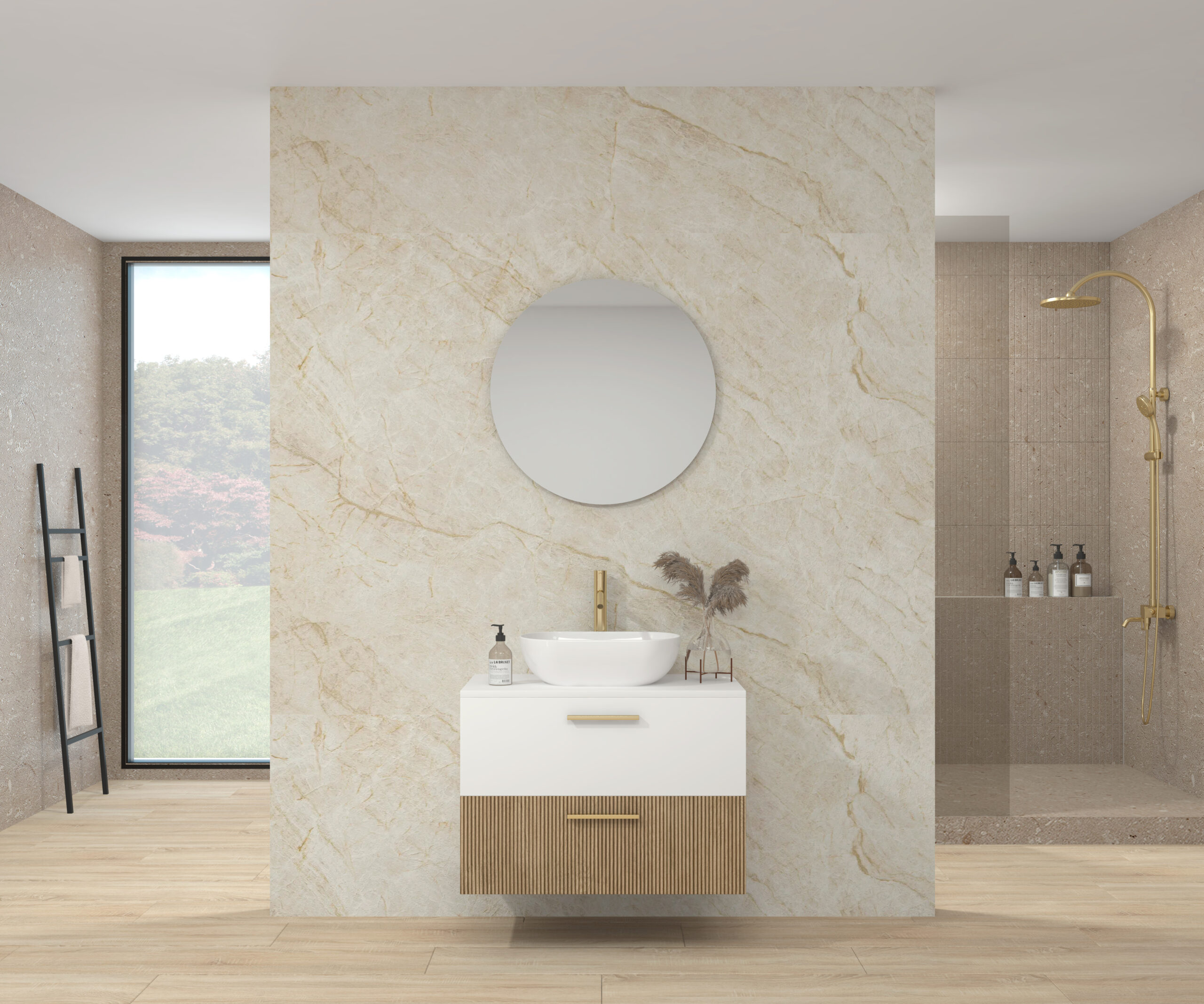 Pack CHAMELET + lavabo + miroir circulaire